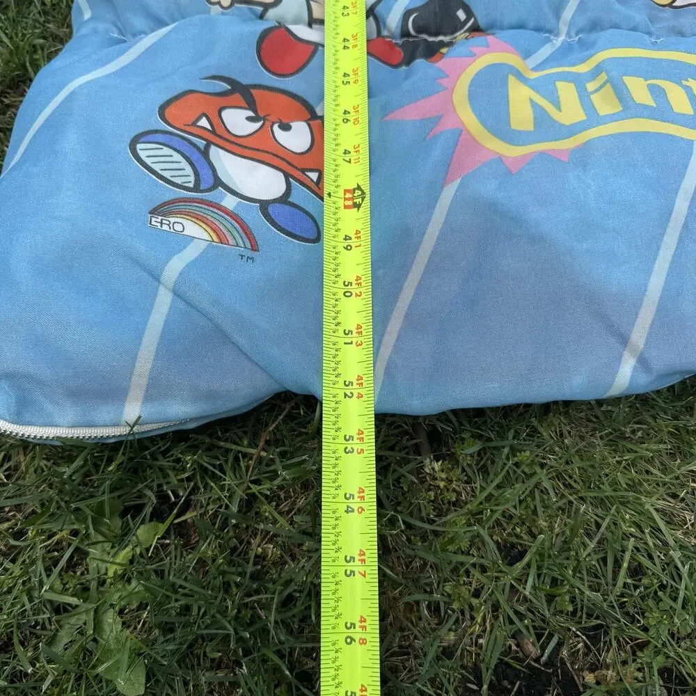 Vintage 1988 Nintendo Super Mario Bros Kids Blanket Blue Red Peach Bowser Toad